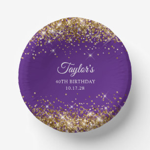 Cuencos De Papel Relieve metalizado dorado Royal Purple 40 cumpleañ