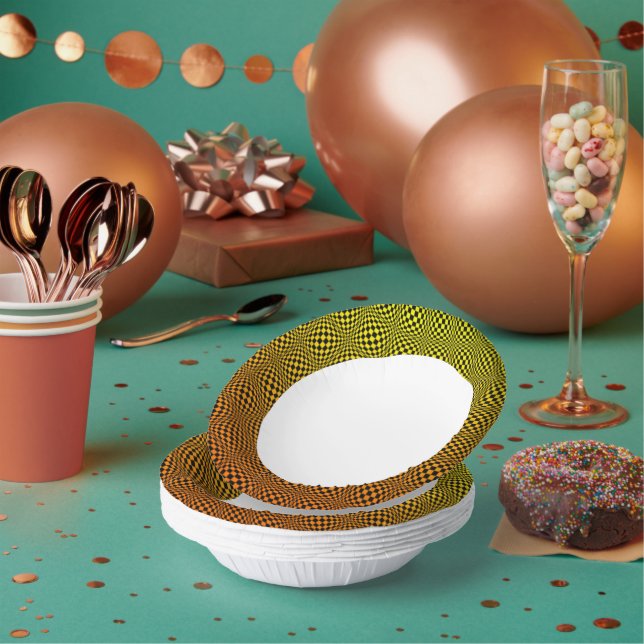 Cuencos De Papel Resumen cuadrados amarillos y Naranjas (Multi)