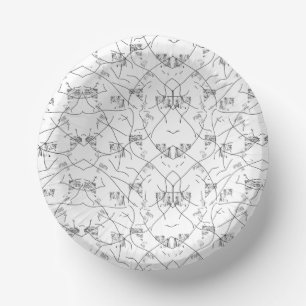 Cuencos De Papel Resumen de patrones en blanco y negro con repetici