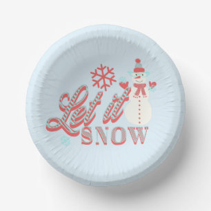 Cuencos De Papel Retro Muñeco de Nieve Deja que nieve Navidad