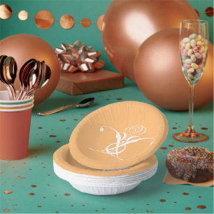 Cuencos De Papel Rosa de Flourish de color blanco retro Peach