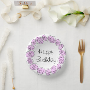 Cuencos De Papel Rosas Lilac Circle Ronda de cumpleaños