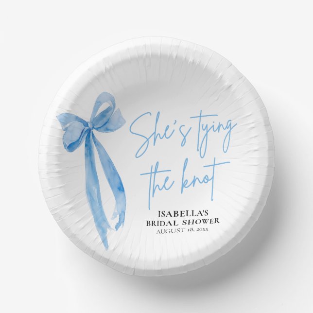Cuencos De Papel Rubor Blue Bow está atando la ducha nupcial (Anverso)