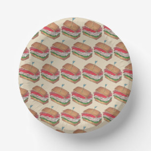 Cuencos De Papel Sándwich del Club Turco Deli Almuerzo Carne de alm