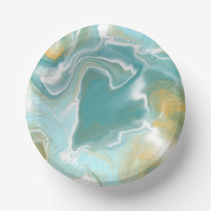 Cuencos De Papel Sandy Brown Ocean Blue Marble Fluid Art