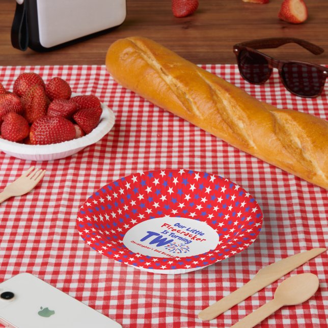 Cuencos De Papel Segundo cumpleaños de Little Firecracker (Picnic)