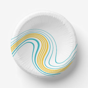 Cuencos De Papel Sencillo Swirl - Turquesa y Amarillo
