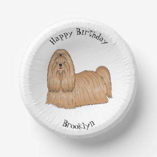 Cuencos De Papel Shih tzu personalizado de pelo largo ilustracion