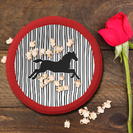 Cuencos De Papel Silhouette de caballo franjas blancas negras Derby