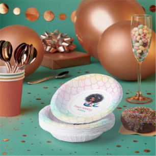 Cuencos De Papel Sirena afroamericana 5° cumpleaños