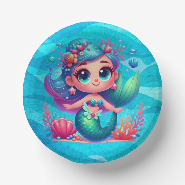 Cuencos De Papel Sirena submarina (Anverso)