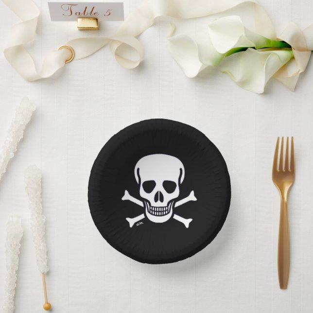 Cuencos De Papel Skull n Bones tazones de papel negro (Boda)
