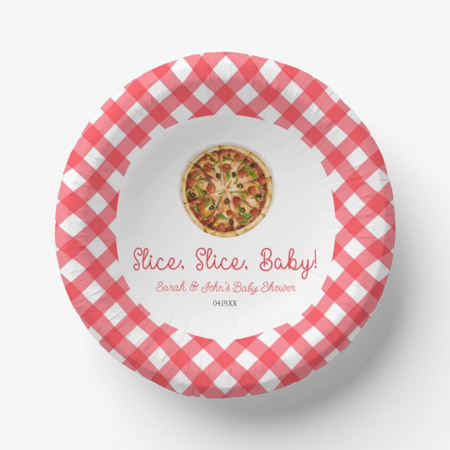 Cuencos De Papel ¡Slice, Slice, Bebé! Pizza Baby Shower (Anverso)
