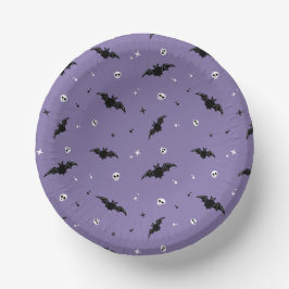 Cuencos De Papel Spookee Bat & Skulls Pattern Halloween Placa de pa