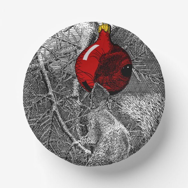 Cuencos De Papel Squirrel in Christmas Tree (Anverso)