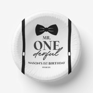 Cuencos De Papel Sr. ONEMaravilloso Bowtie Primer Fiesta de cumplea