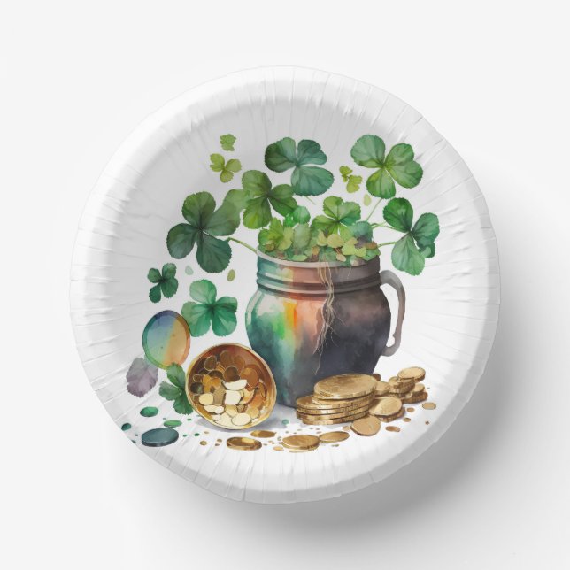 Cuencos De Papel St. Patrick's Day Shamrock and Coins (Anverso)