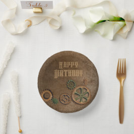 Cuencos De Papel Steampunk Rusty Gears Happy Birday Paper Placas