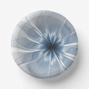 Cuencos De Papel Suave y delicado flor de fantasía fractal azul