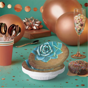 Cuencos De Papel Suculento acuarela Rustic Brown
