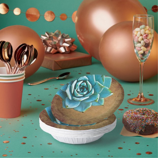 Cuencos De Papel Suculento acuarela Rustic Brown (Multi)