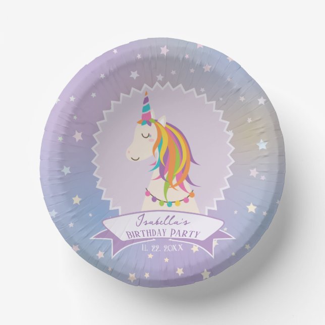 Cuencos De Papel Sueño arcoiris mágico Unicornio cumpleaños (Anverso)