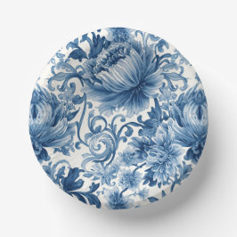 Cuencos De Papel Sueños Azules | Chinoiserie Acuarela Floral Blanco