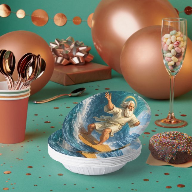 Cuencos De Papel Surfing Moses biblical art disposable paper bowl (Multi)