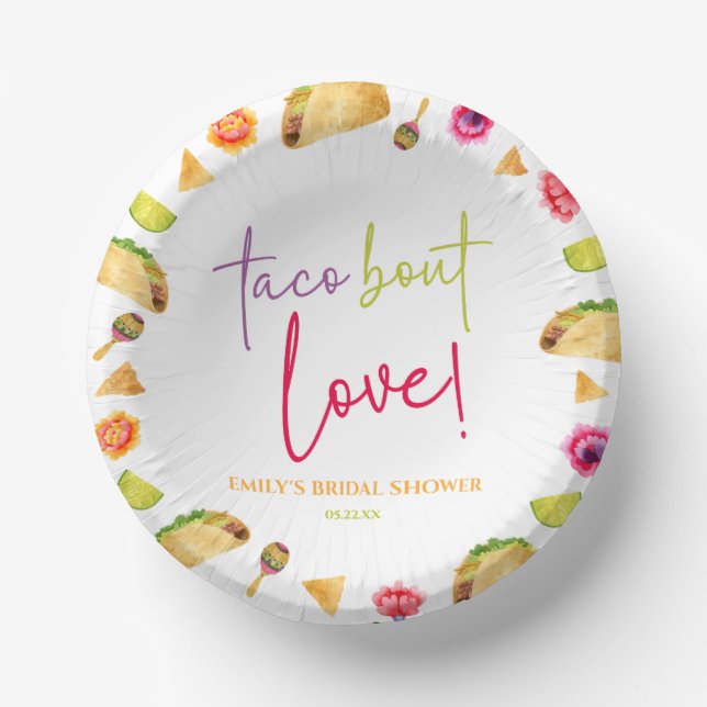 Cuencos De Papel ¡Taco Bout Love! Fiesta Bridal Shower (Anverso)
