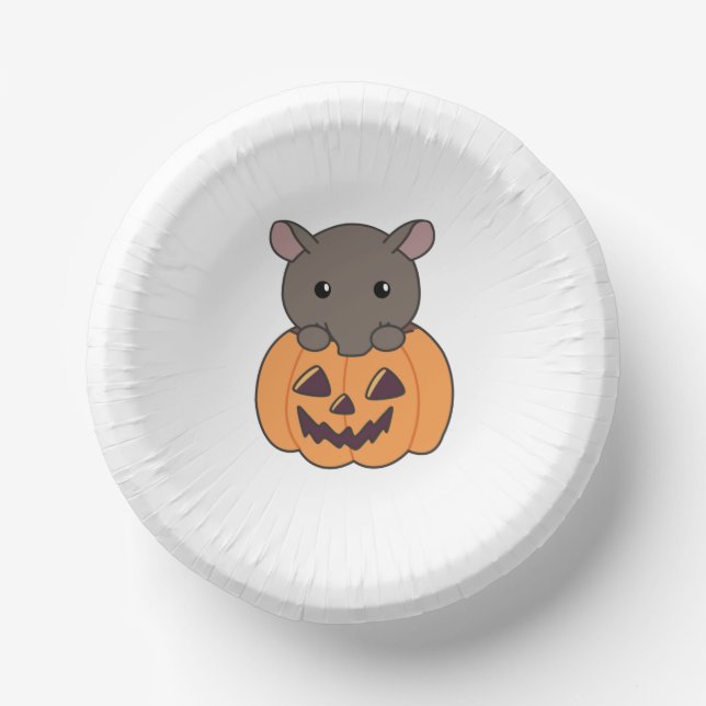 Cuencos De Papel Tapir En Calabaza Cute Tapire Feliz Halloween (Anverso)