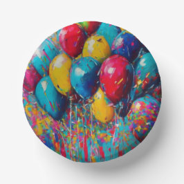 Cuencos De Papel Tarta de globos de cumpleaños divertidos y colorid
