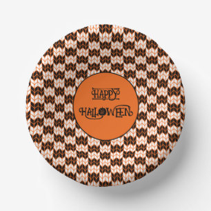 Cuencos De Papel Tazas de papel de 7" de KNIT de CHECK NARANJA NEGR