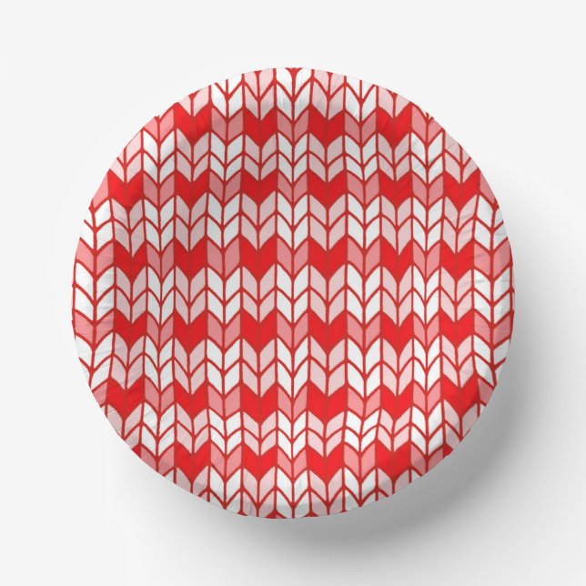 Cuencos De Papel Tazas de papel ROJO GINGHAM KNIT (Anverso)