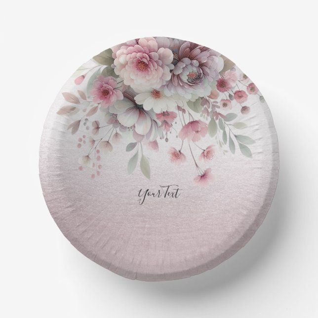 Cuencos De Papel Tazón de papel blanco rosado moderno (Anverso)