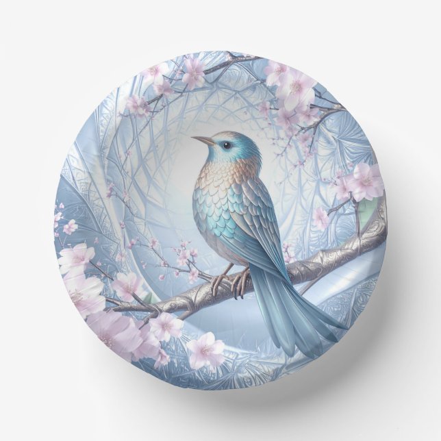 Cuencos De Papel Tazón de papel floral Blue Bird (Anverso)