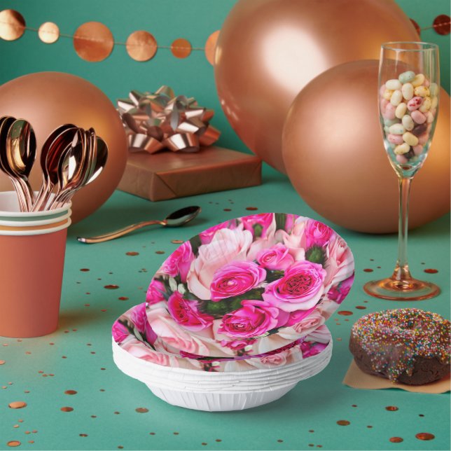 Cuencos De Papel Tazón rosado de rosas, Boda de bolas de papel de 7 (Multi)