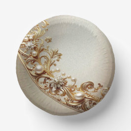 Cuencos De Papel Tazones de papel con floritura dorada ornamentada