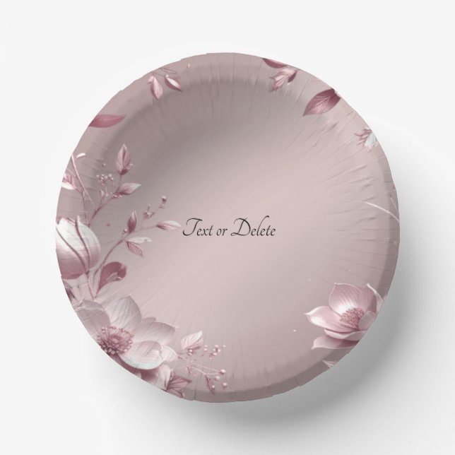Cuencos De Papel Tazones de papel floral rosa delicado (Anverso)