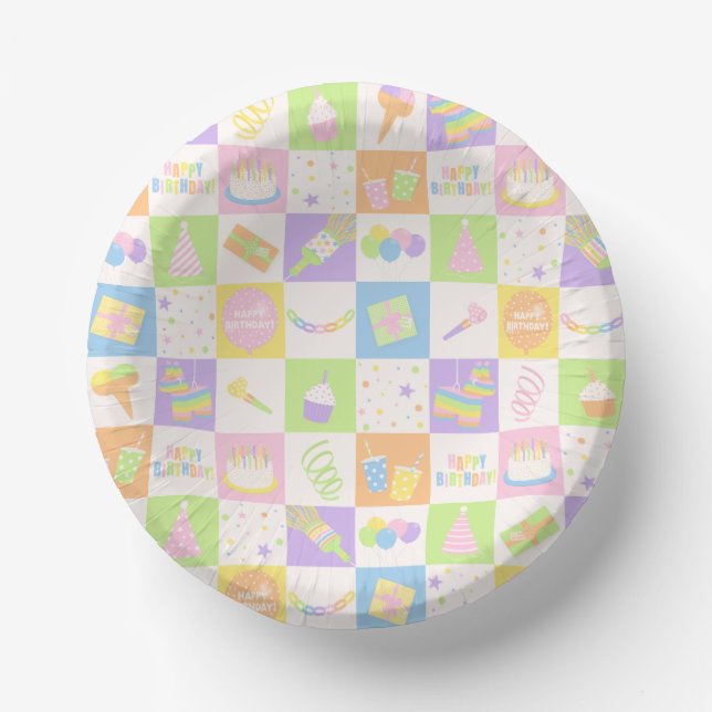 Cuencos De Papel Tazones de papel para fiesta de cumpleaños con pas (Anverso)