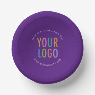Cuencos De Papel Tazones de papel púrpura con logo de negocio impre