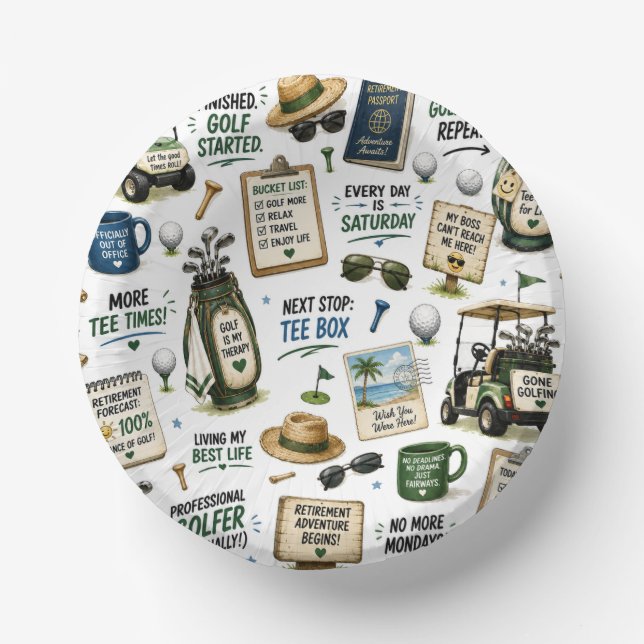 Cuencos De Papel Tema de jubilación de golf  (Anverso)