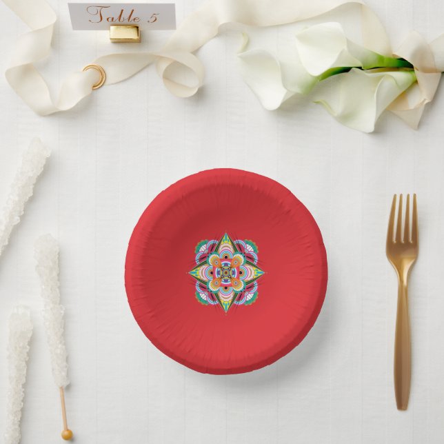 Cuencos De Papel Tiger Dragon Mandala Paper Bowl (Boda)