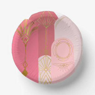 Cuencos De Papel Tonos rosados inspirados en el Art-Deco envían oro