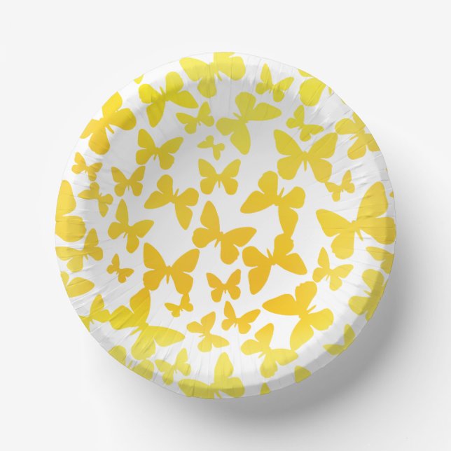 Cuencos De Papel Toss de mariposa (amarillo) (Anverso)