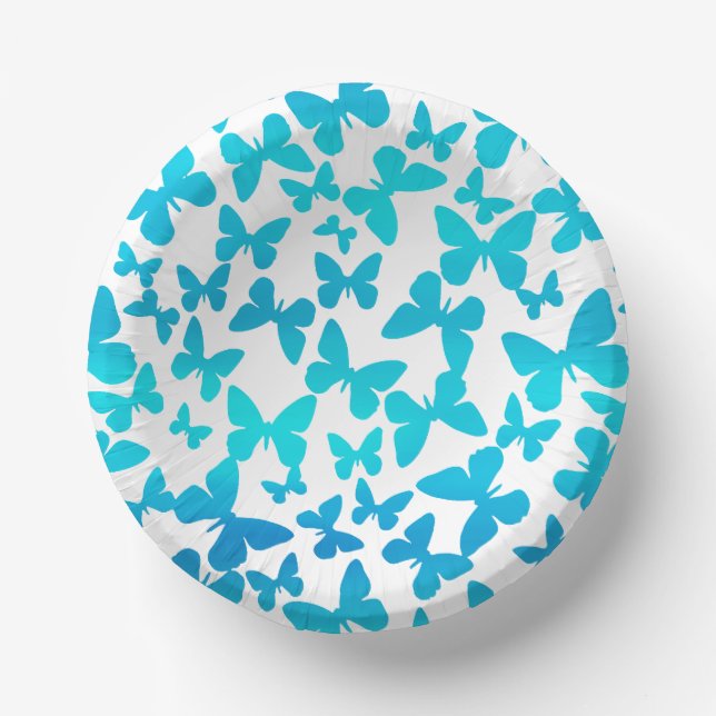 Cuencos De Papel Toss de mariposa (Verde azulado) (Anverso)