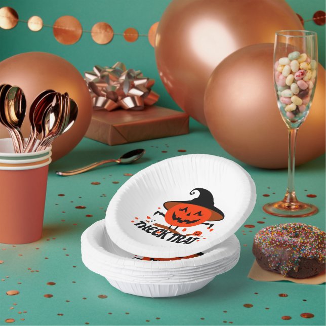 Cuencos De Papel Treck Trat Pumpkin Sonriente (Multi)