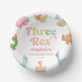 Cuencos De Papel Tres Rex Dinosaur 3ª Fiesta de Tercer Cumpleaños