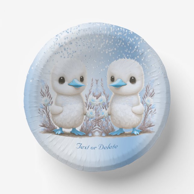 Cuencos De Papel Twin Ducks Blue Floral Paper Bowl (Anverso)