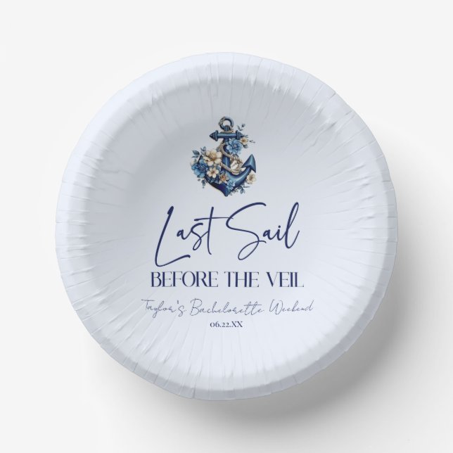 Cuencos De Papel Última vela antes del velo Bachelorette Fiesta de  (Anverso)