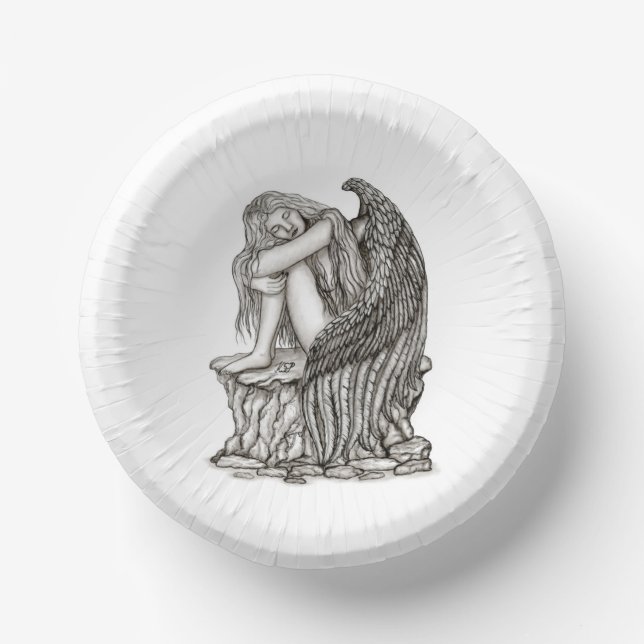 Cuencos De Papel Un ángel dormido en la piedra (Anverso)